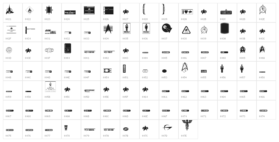 DingTrek Character Map
