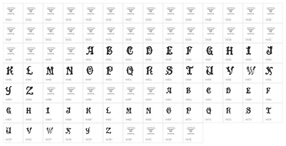 DinglEHuckleberrY-Regular Character Map