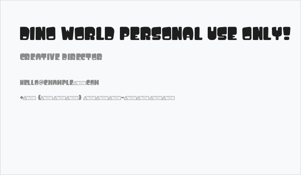 Dino World PERSONAL USE ONLY! Business Card