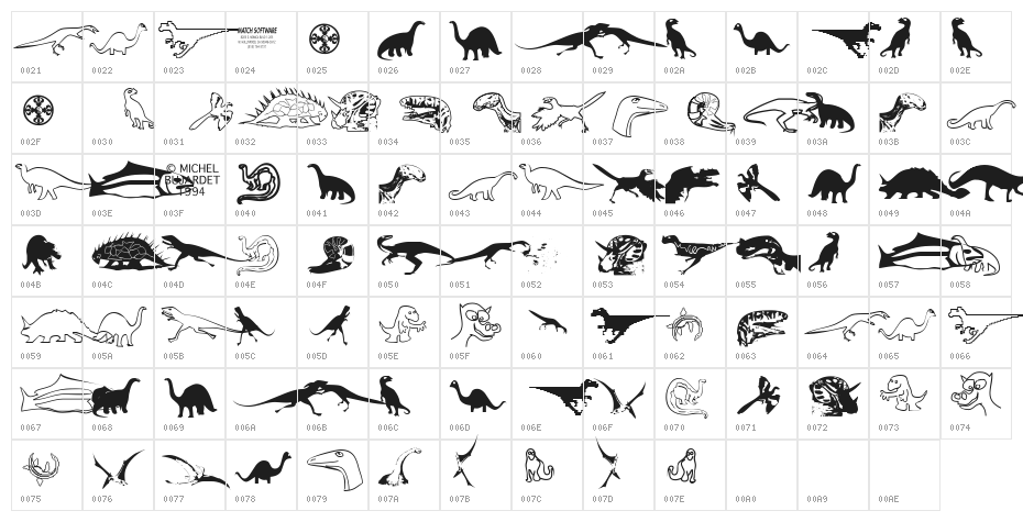 DinosoType Character Map