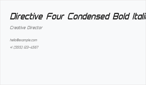 Directive Four Condensed Bold Italic Business Card