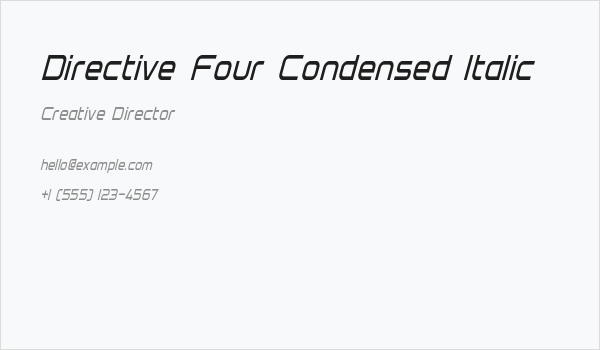 Directive Four Condensed Italic Business Card
