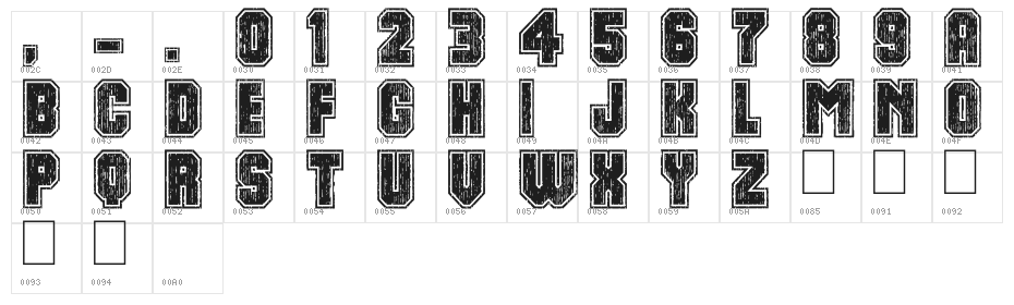 Dirty Bowl 86 Character Map