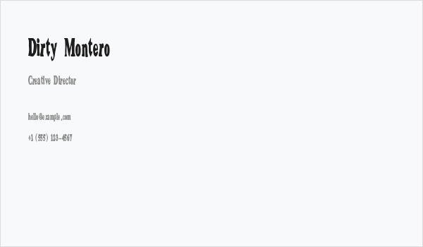 Dirty Montero Business Card