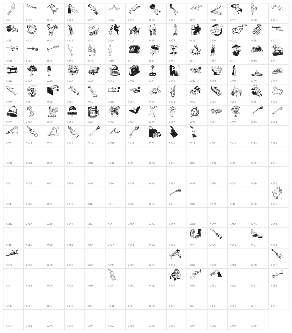 DirtyVectors Character Map