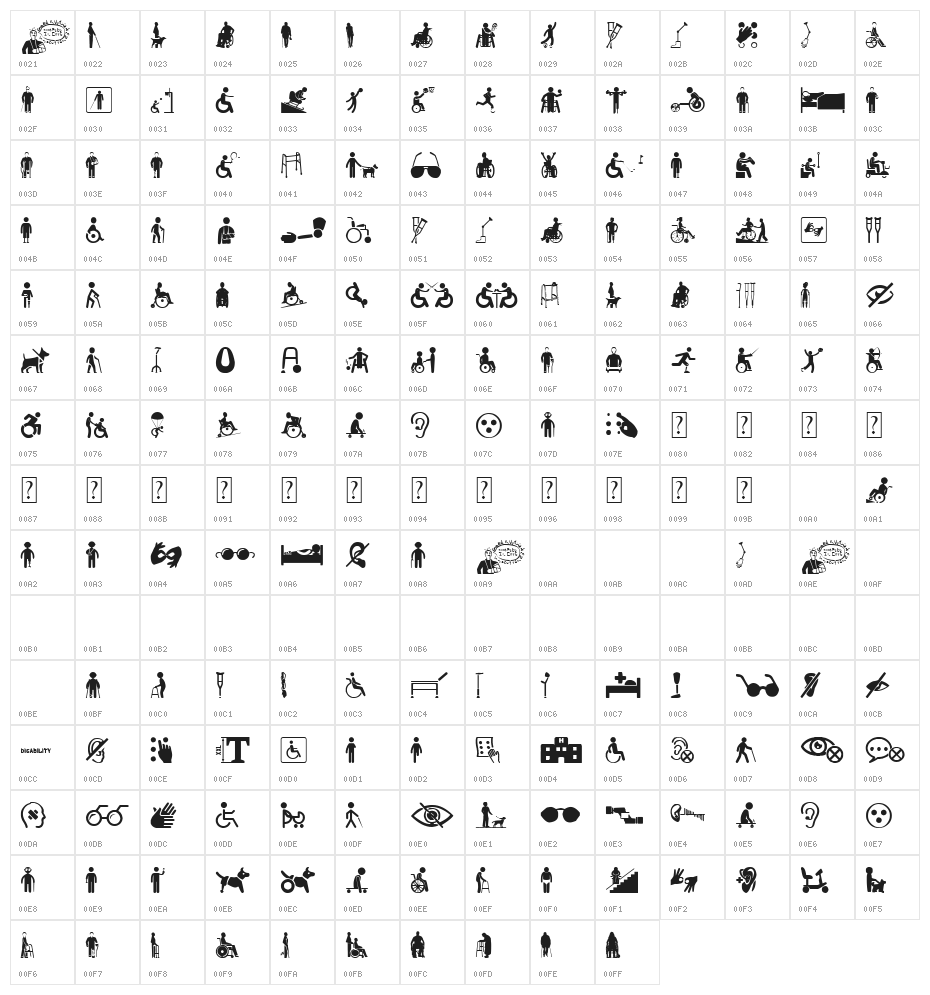 Disabled Icons Character Map
