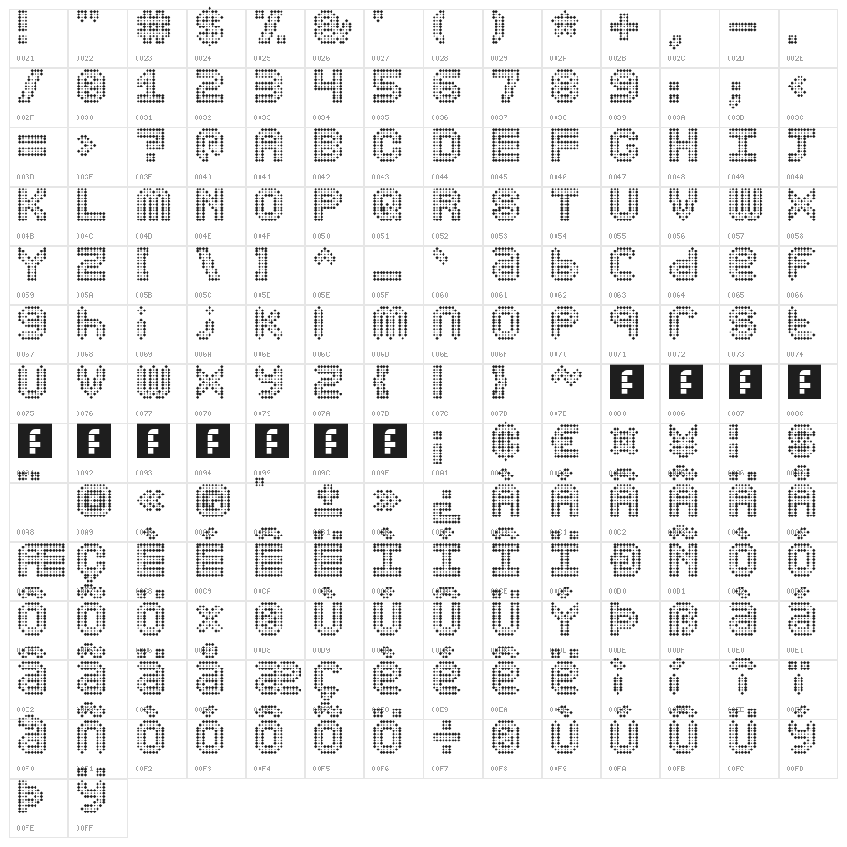Disco Bling Regular Character Map