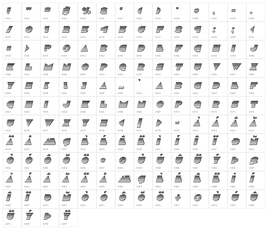 Disco Deck Chrome Italic Character Map
