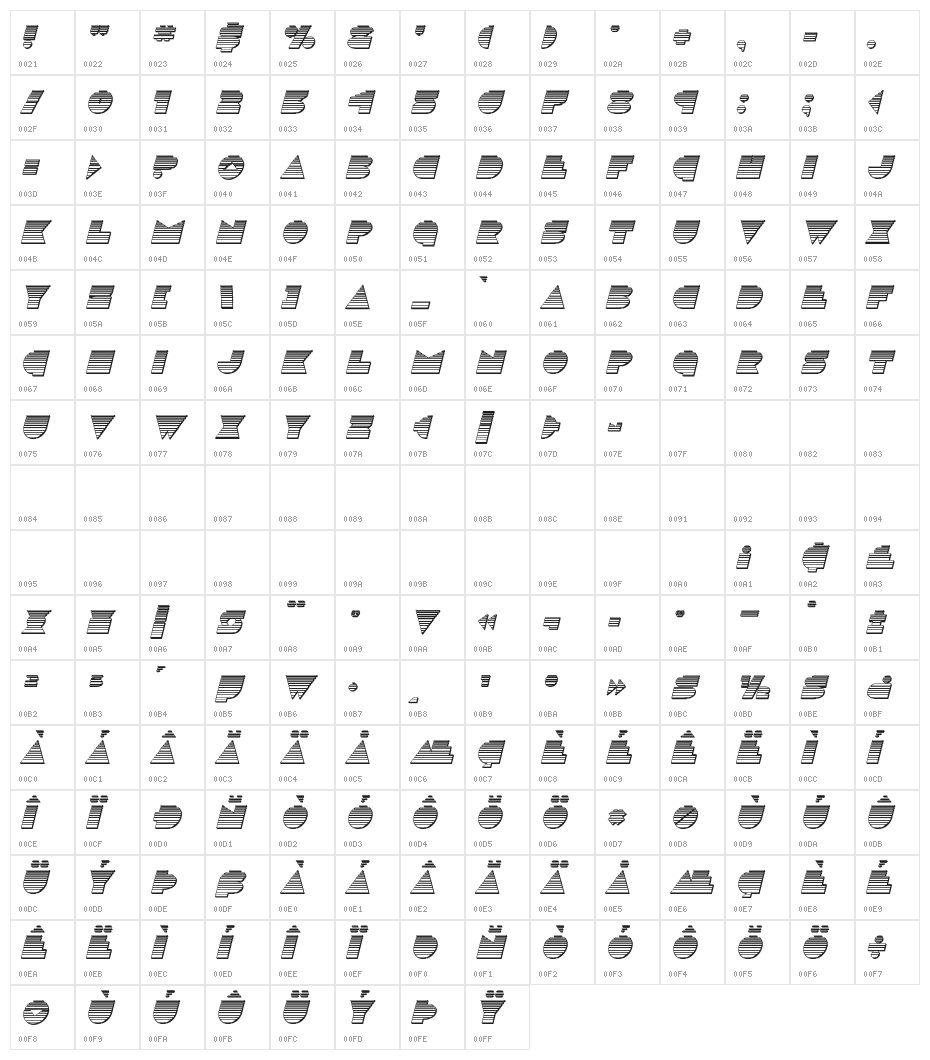 Disco Deck Chrome Italic Character Map