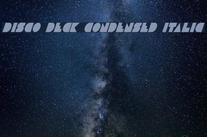 Disco Deck Condensed Italic Font examples
