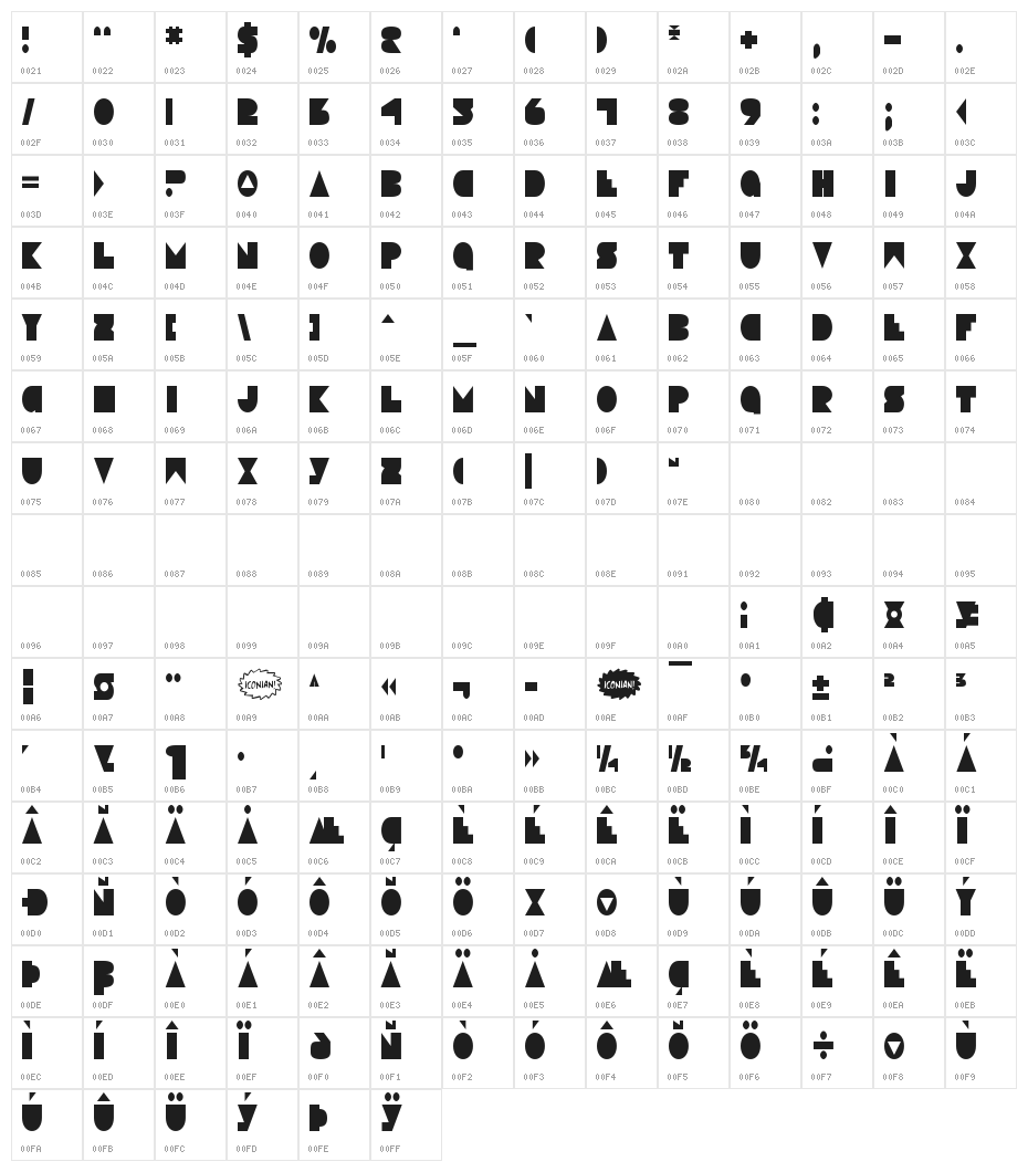 Disco Deck Condensed Character Map
