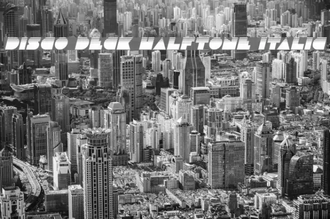 Disco Deck Halftone Italic Font examples