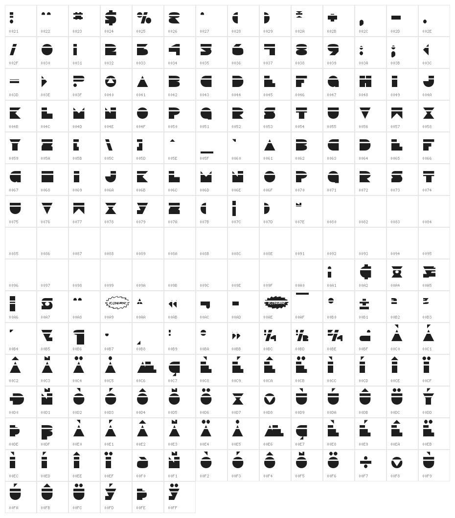 Disco Deck Laser Character Map