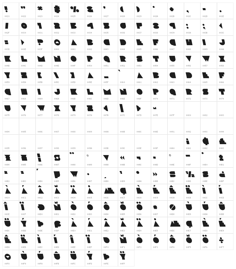 Disco Deck Leftalic Character Map
