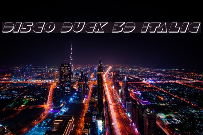 Disco Duck 3D Italic Font examples