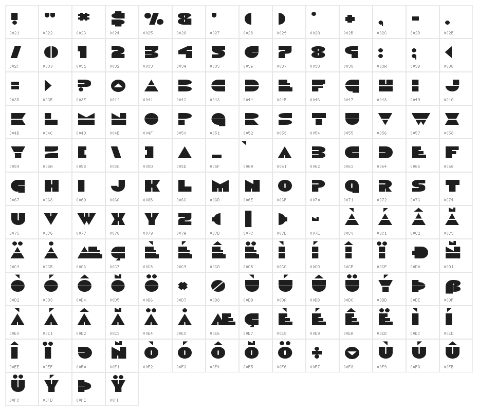 Disco Duck Expanded Character Map