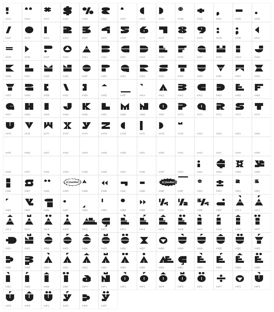 Disco Duck Expanded Character Map