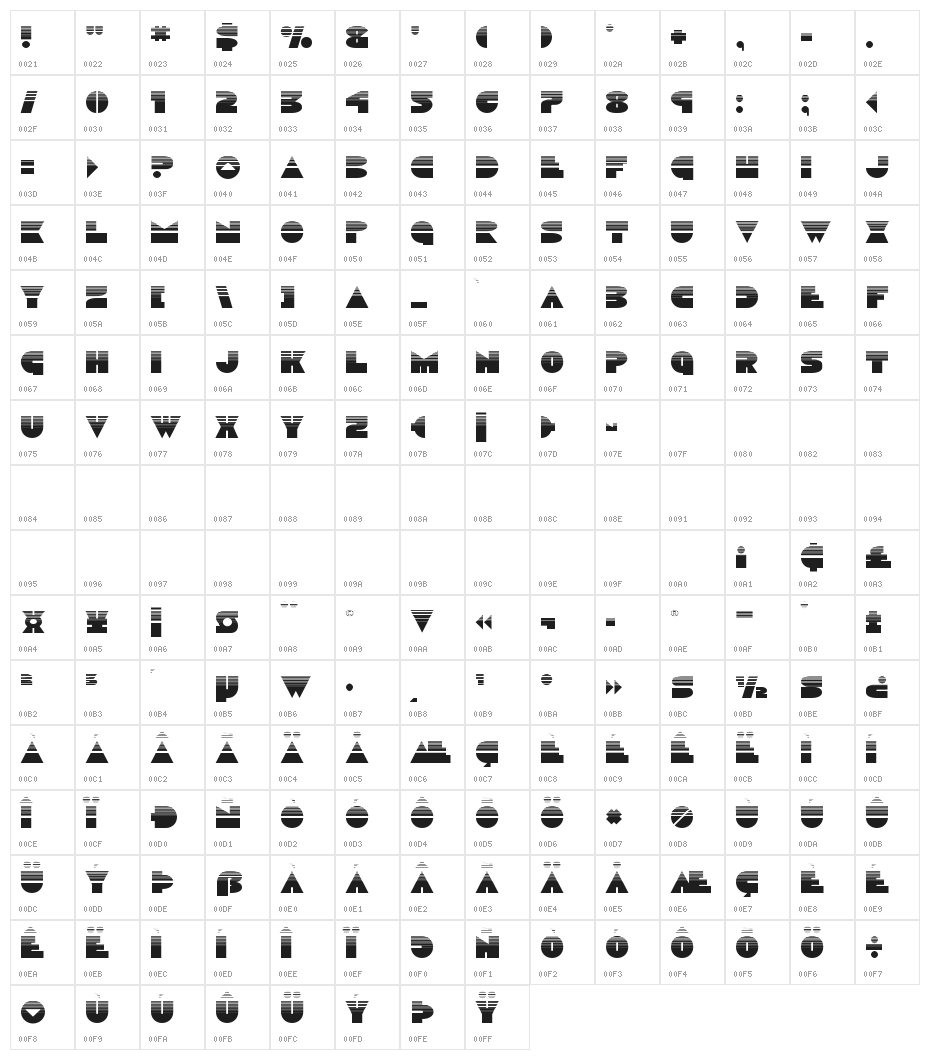 Disco Duck Halftone Character Map