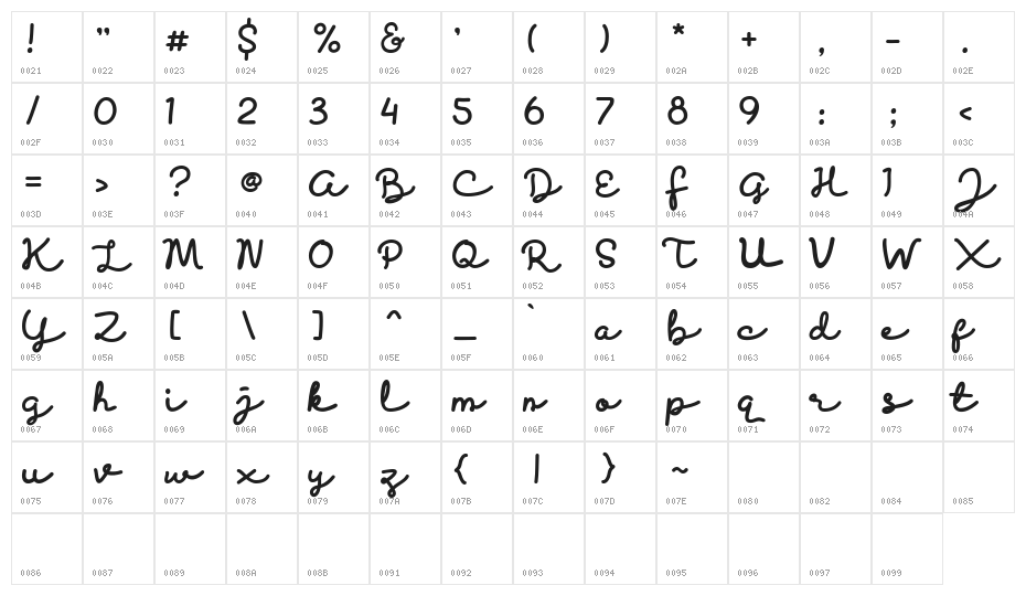 Discobaby Character Map