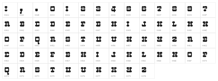 Discomobile 1972 Regular Character Map