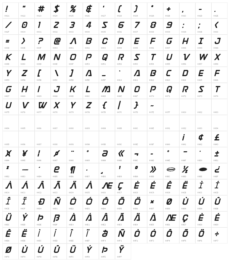 Discotechia Bold Character Map