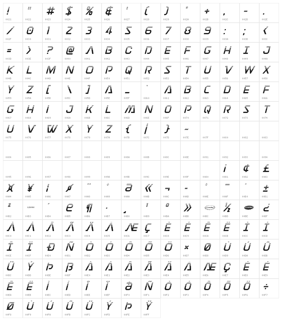 Discotechia Halftone Character Map