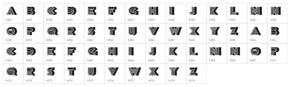 Discoteque Filled Regular Character Map