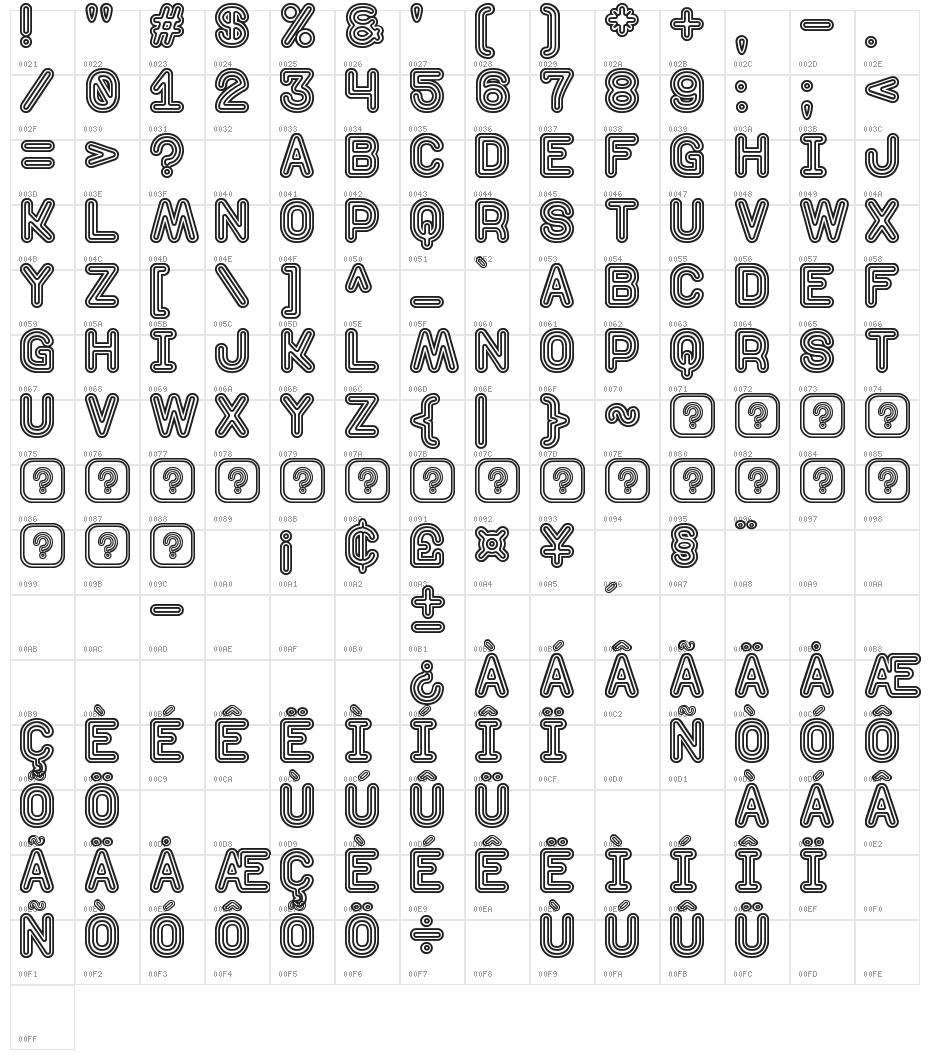 Discoteque St Character Map