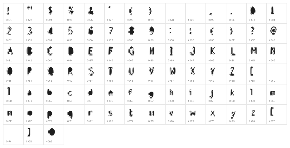 Discount Inferno Bold Character Map