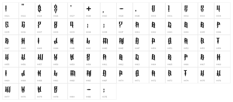 Disembowel Character Map