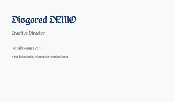 Disgored DEMO Business Card