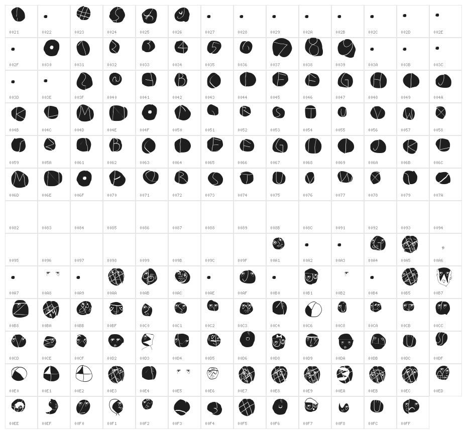 DiskO-LightInvers Character Map