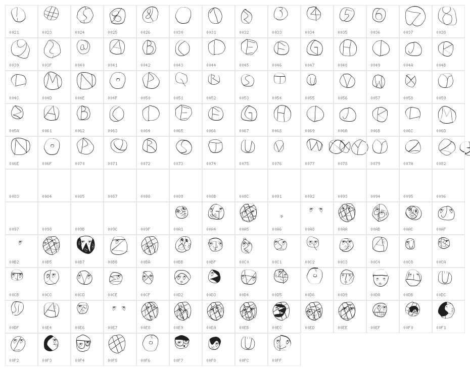 DiskO-Light Character Map