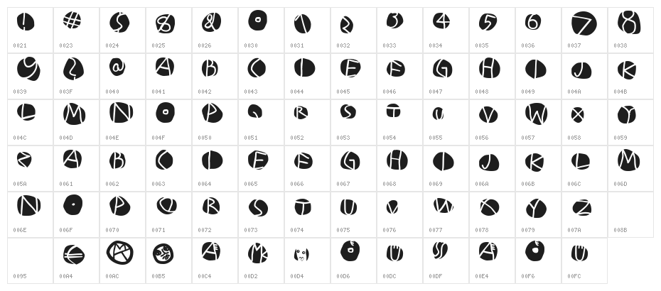 DiskO-MediumInverse Character Map