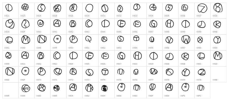 DiskO-Medium Character Map