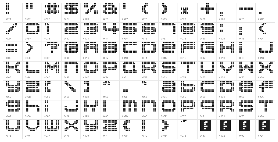Disorient Pixels Regular Character Map