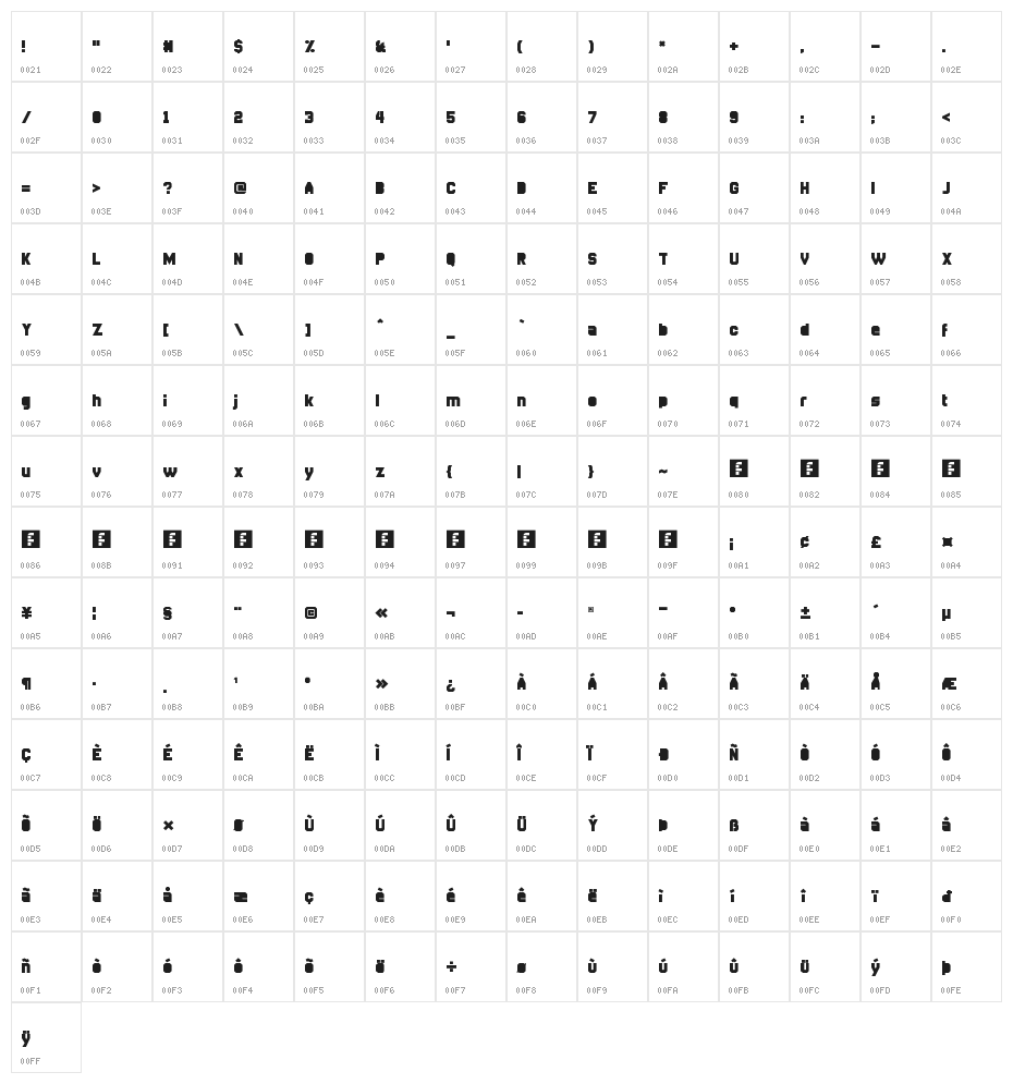 Disparador Filled Regular Character Map