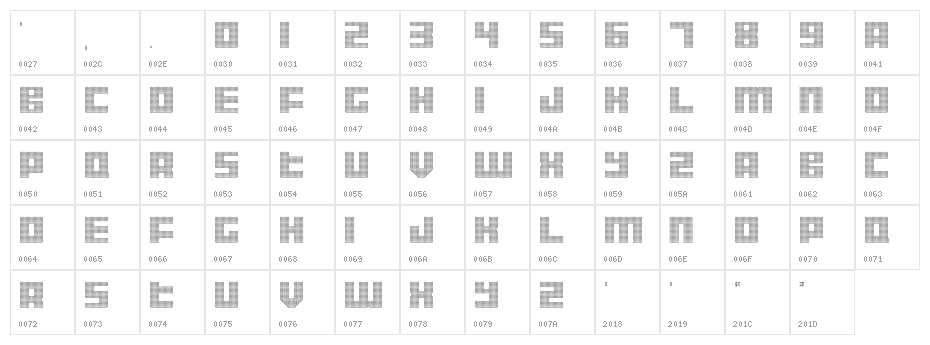 Display Gothic F Regular Character Map