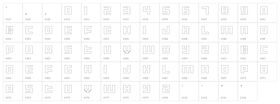 Display Gothic M Regular Character Map