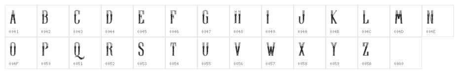DisplayOfCharacter DEMO Character Map
