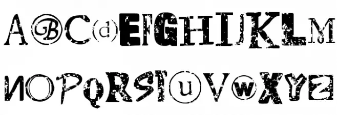 Distressed Ransom Note フォント 大文字