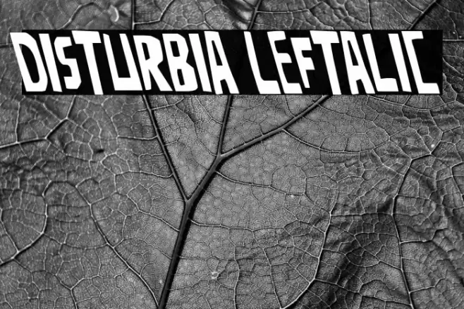 Disturbia Leftalic Font examples