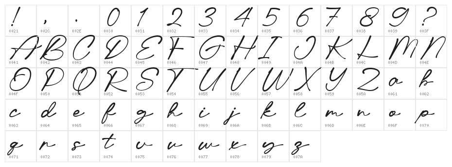 Ditsa Calista DEMO Regular Character Map