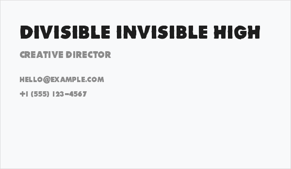 Divisible Invisible High Business Card
