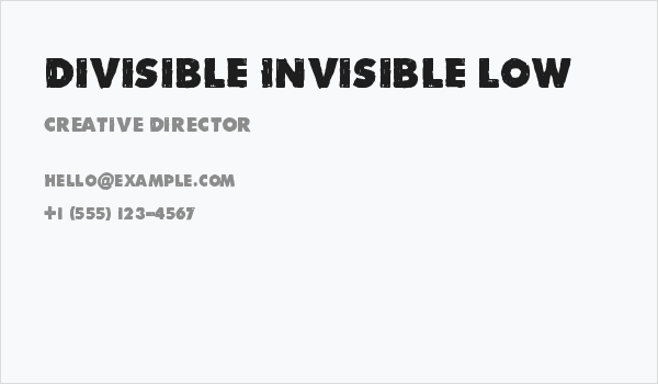 Divisible Invisible Low Business Card