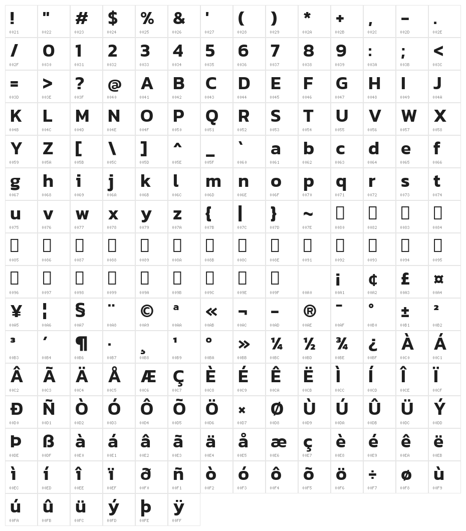 Dizhitl SemiBold Regular Character Map