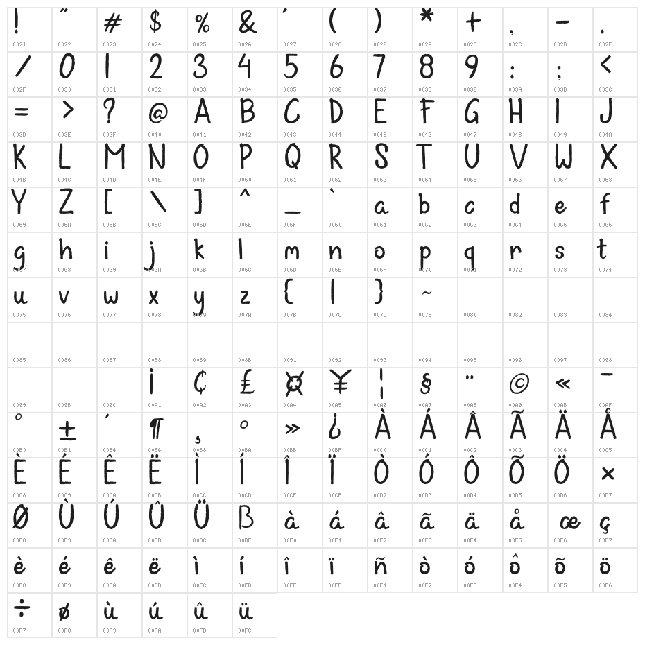 diary dare Regular Character Map