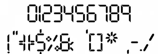 digital display tfb Font OTHER CHARS