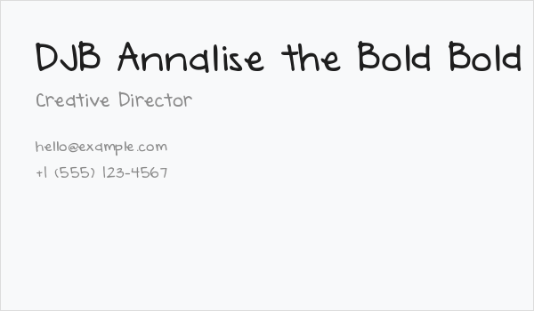 DJB Annalise the Bold Bold Business Card