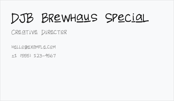DJB Brewhaus Special Business Card